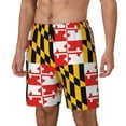 thumbnail image 5 of Men's 2 in 1 Swim Trunks with Compression Liner Maryland Flag Quick Dry Beach Shorts, 5 of 6