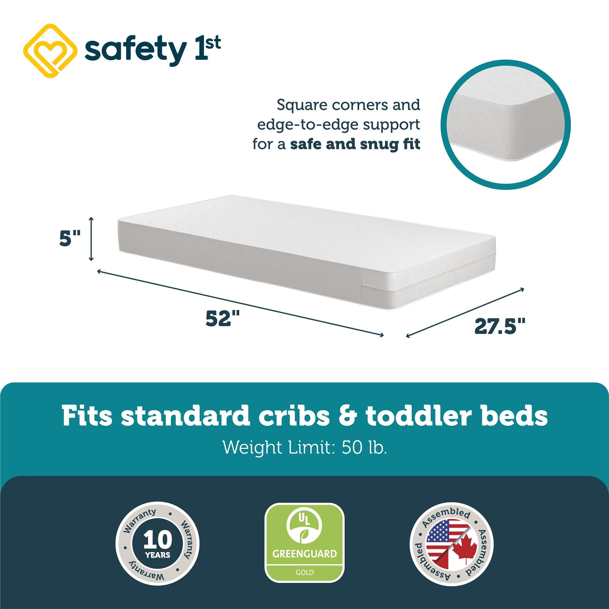 Safety 1st Sweet Dreams Standard Firm Baby Crib & Toddler Bed Mattress