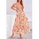 thumbnail image 2 of Vestido PRETTYGARDEN Floral Naranja con Fruncido y Volantes Midi Talle S, 2 of 8