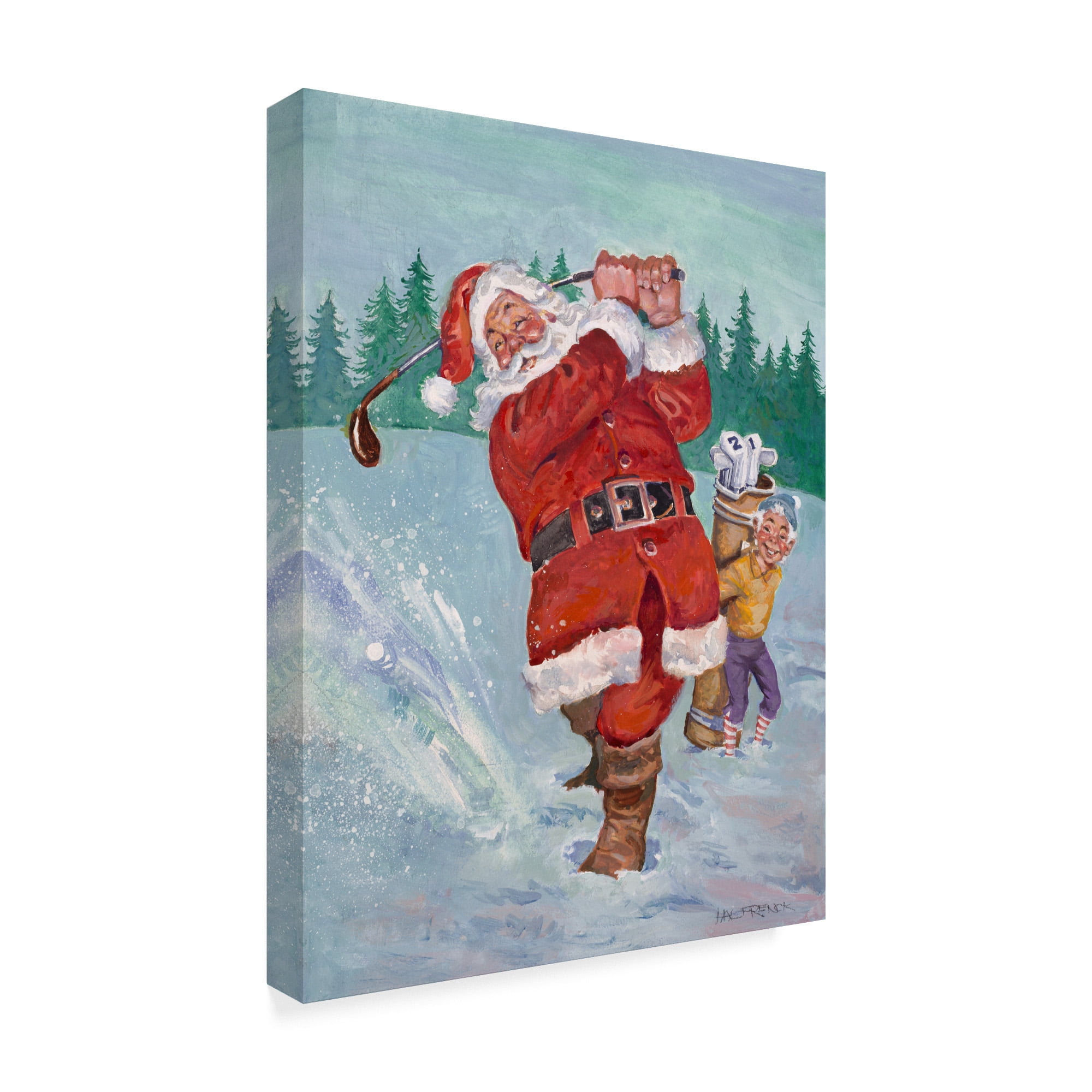 Trademark Fine Art 'Snow Golfing Santa' Canvas Art by Hal Frenck