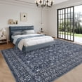 thumbnail image 6 of Memoryfield 9' x 12' Washable Area Rug, Vintage Floral Non-Slip Soft Floor Carpet, for Living Room Bedroom Dining Room, Blue, 6 of 11