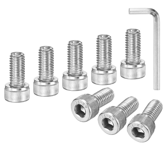 Uxcell 10-Pack M8 x 16mm Hex Socket Head Cap Screws Bolts, 304 Stainless Steel Machine Bolt Full Thread Precision Fasteners