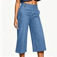 thumbnail image 6 of Oksale Denim Wide Leg Capris for Women Stretch High Waisted Jean Capri Pants with Pockets Loose Cozy Summer Vacation Outfits 2026 Light Blue M, 6 of 9