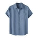 thumbnail image 2 of Ceisia Men's Solid Color Loose Fit Short Sleeve Button Down Shirt for Casual & Vacation Wear Blue M Gifts, 2 of 9