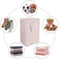 thumbnail image 5 of Jinghua 3Pcs 75L Laundry Basket, Laundry Hamper, Collapsible Laundry Baskets, Laundry Bags, Waterproof with Foam Protected Aluminum Handles, White & Pink, 5 of 7