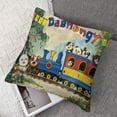 thumbnail image 7 of Cartoon Emoji Decorative Throw Pillow Case, Happy Lion Monkey Pig Panda Funny Faces on Train Choo Choo Art, Cushion Cover for Couch Living Room Car , Cobalt Blue Lime Green, 7 of 7