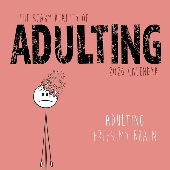 Gifted Stationery Co, Scary Reality of Adulting 2026 Wall Calendar, 12'' X 12'', 16-Month Calendar with Stapled Binding