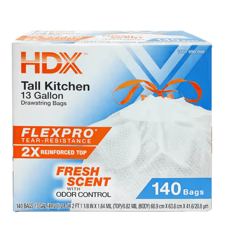 HDX FlexPro 13 Gallon Fresh Scent Tall Kitchen Trash Bag (140-Count)
