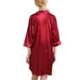 thumbnail image 5 of Defitshape Women's Silk Nightgown Satin Brides Night Shirt Soft Button Up Sleep Shirt Dress Sleepwear Short Collared 3/4 Sleeve Pj Bridesmaid Nightshirt Summer Housecoat Red Medium, 5 of 5