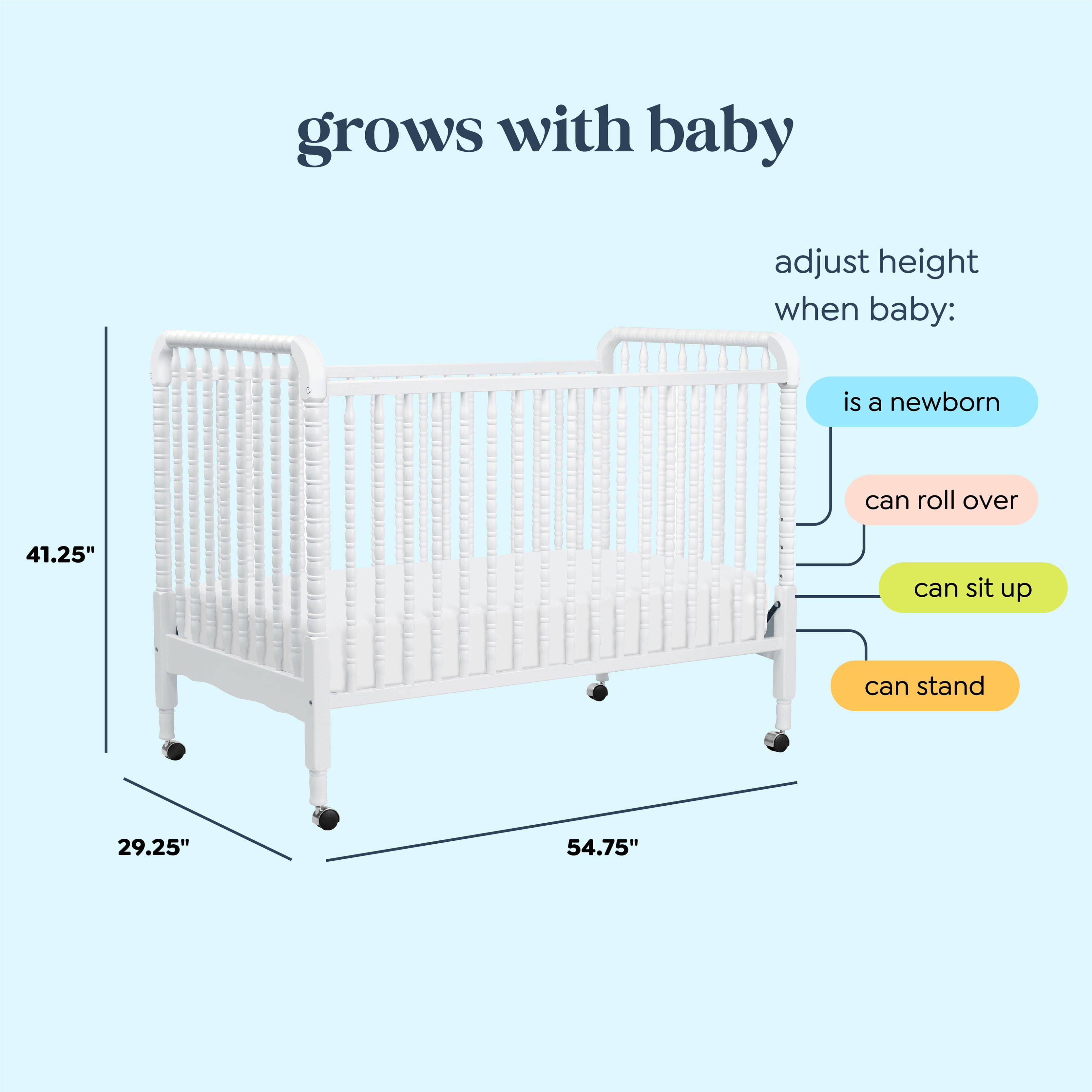 DaVinci Jenny Lind 3-in-1 Convertible Crib in White