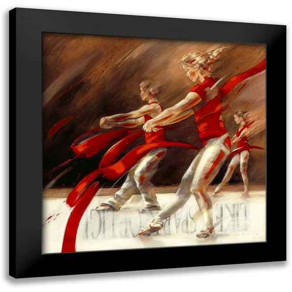 Meijering, Kitty 12x12 Black Modern Framed Museum Art Print Titled - Dancing Ribbons