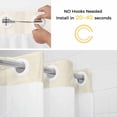 thumbnail image 5 of Cream No Hook Shower Curtain Waterproof, Bathroom Curtains with Snap in Liners and See Through Top Window, Modern Pure Beige Hotel Style Bathtub Curtains Shower 72"Wx96"L, 5 of 8
