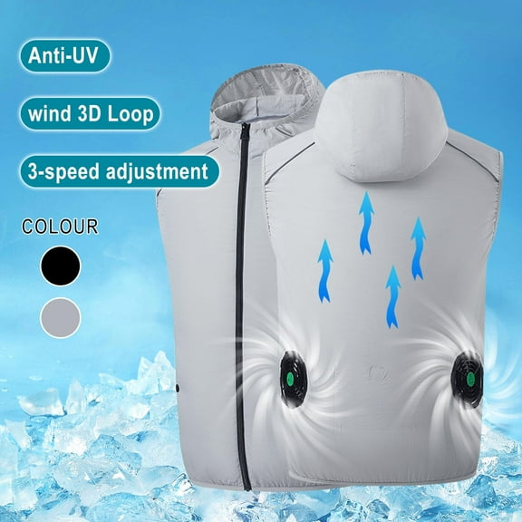 Cooling Vest for Men Cooling Vest Air Conditioned Jacket Jacket with Fans for Cooling Men Conditioning Clothing Fan USB Charging Heatstroke Prevention Long Sleeve Hooded Outwear Blouse