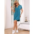 thumbnail image 3 of DARING DIVA Women's Short Sleeve Button Down Nightshirt S Lake Blue, 3 of 6