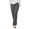 thumbnail image 6 of Women'S Cotton Linen Drawstring High Waisted Pants Casual Loose Fit Wide Leg Trousers Dark Gray XXXL, 6 of 7