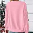 thumbnail image 6 of Women's Christmas Sweater with Bow Detail Round Neck Holiday Top Festive Red Crewneck Casual Loose Fit for Holiday Party Gift Exchange Family Gathering Gift for Women | CSEONE,Pink XL, 6 of 9