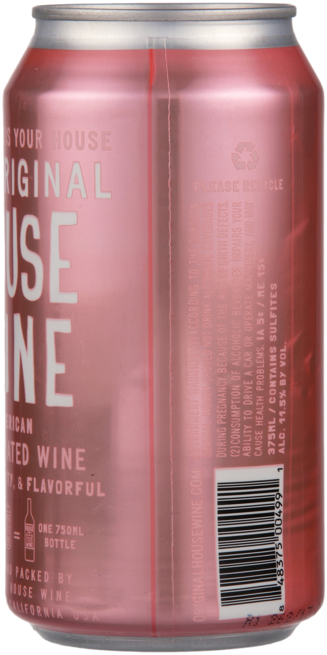 House Wine Rose Bubbles Wine, 355 ml Can, 12% ABV