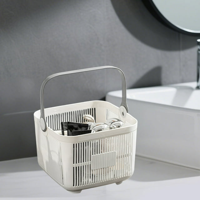 COM1950s Large Storage Baskets, Large Storage Baskets, Handheld Shower Basket with Dry and Wet Separation Large Capacity Bathroom Wash and Storage Basket Student Dormitory Storage Bath Basket