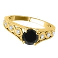 thumbnail image 3 of Mauli Jewels 1.15 Carat Halo Design Black Diamond Engagement Rings for Women, 14k Solid Yellow Gold 4 Prong Wedding Rings Gifts for Her, 3 of 7