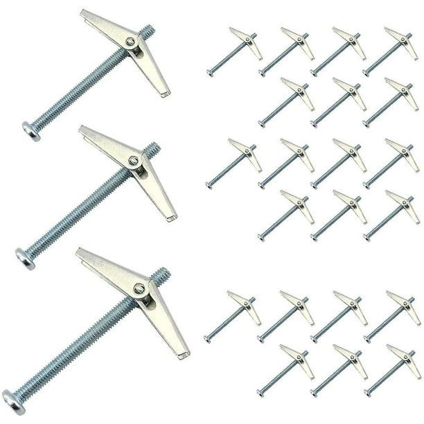 Subolong 24pcs Hardware Bolt And Wing Nut Drywall Anchor Hollow Wall Butterfly Spring Wing For Hanging Heavy