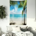 thumbnail image 3 of Tropical Beach Tapestry, Coconut Palm Trees Shadows On Caribbean Shore Summer Plants Idyllic, Wall Hanging for Bedroom Living Room Dorm Decor, 60W X 80L Inches, Aqua Coconut Green, by Ambesonne, 3 of 5