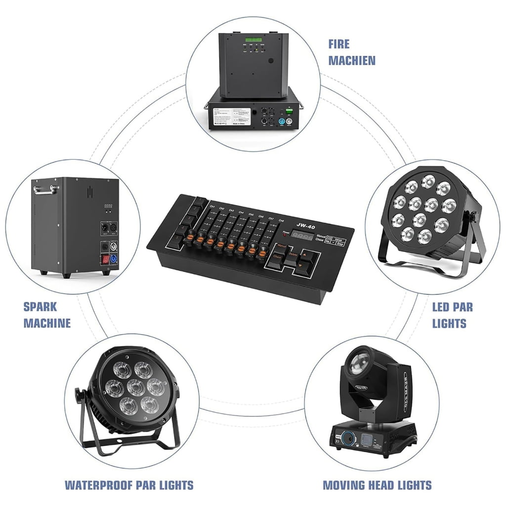 AOOOWER Small DMX512 Mini Lighting Controller Build In Rechargeable Battery Type C Port