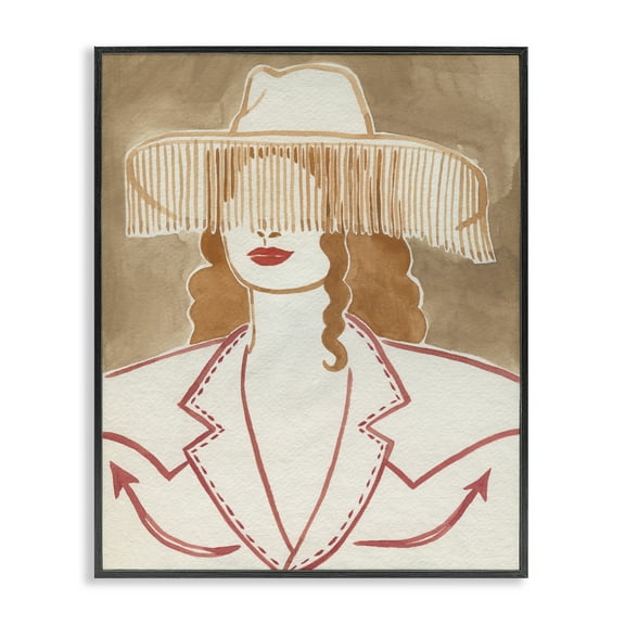 Stupell Industries Western Cowgirl Fashion People Painting Black Framed Art Print Wall Art, 11 x 14