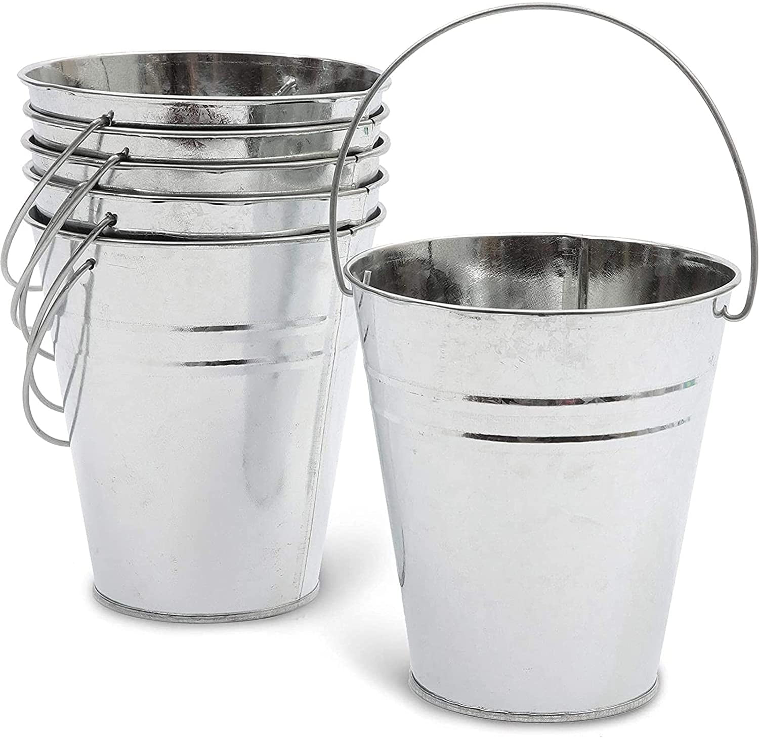 5 Inches 6 Pack Galvanized Metal Buckets for Home Decoration 
