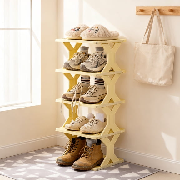 YOTQUSKI 5 Tier Shoe Rack for Entryway, Corner Shoe Rack, Stackable Storage Organizer, Adjustable Rack, Shoe Slots Shelf, Easy Tower Rack for Bedroom, Small Spaces, Closet, Hallway, Foyer