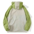 thumbnail image 3 of Windbreakers for Men Thin-dry Ventilate Color Contrast Splice Outdoor Jacket Coat Loose Fallow Sun-proof Clothing Green 2XL Windbreaker Jacket Men's, 3 of 3