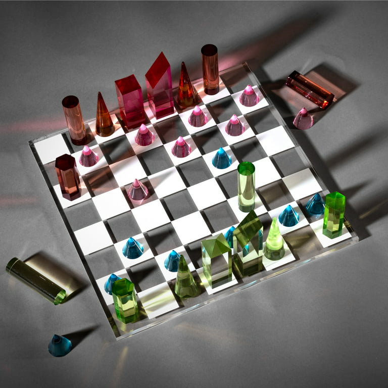  Upgraded Acrylic Chess Board Anti-Broken Elegant Glass Chess  Pieces Chess Game Chess Set Chess Game : Toys & Games