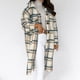 thumbnail image 4 of ICHUANYI Clearance Womens Plaid Long Wool Coat Shacket Jackets Long Sleeve Casual Boyfriend Flannel Shirts(Brown, XXL) ICHUANYI WER2023081405246, 4 of 5
