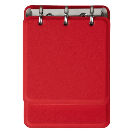 1 Pc Top-Bound 3-Ring Binder Pocket Notebook 5.51x3.86 In Mini Flip Top Leather Memo Pad 180 Lined Pages Refillable Small Journal with Rounded Corners Crimson Red