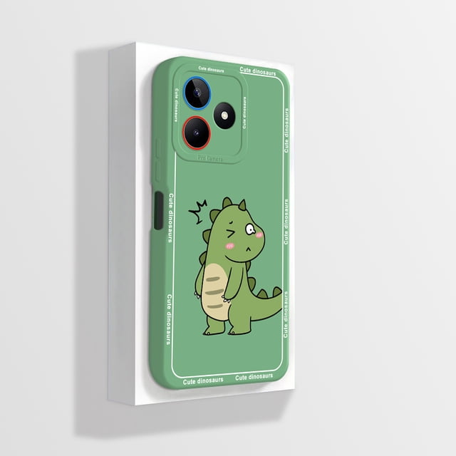 For Realme Note 50 Case RMX3834 Cute Panda Dinosaur Liquid Silicone TPU Soft Cover For OPPO Realme Note 50 Note50 Capas Fundas GreenA02 For Realme Note 50