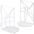 thumbnail image 1 of Sujetalibros de metal decorativos de color blanco para estanterías, diseño geométrico único (1 par/2 piezas), 1 of 7