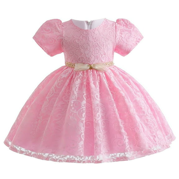 Toddler Girls Lace Flower Wedding Dress Vintege Floral Christening Baptism Gown