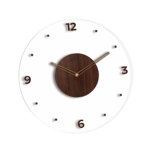 Reloj de pared acrílico transparente, reloj decorativo sin tictac, circular silencioso para Marrón oscuro 30 cm