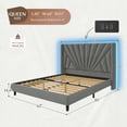 thumbnail image 6 of EnHomee Queen Bed Frame with 51"Tall Headboard Upholstered Bed Frame Queen Size with LED Lights & Charge Station, Gray, No Box Spring Needed, Noise Free, 6 of 9