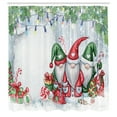 thumbnail image 2 of Ambesonne Christmas Shower Curtain, Nostalgic Gnomes Xmas Fun, 69"Wx75"L, Dark Pink Green Blue Grey, 2 of 4