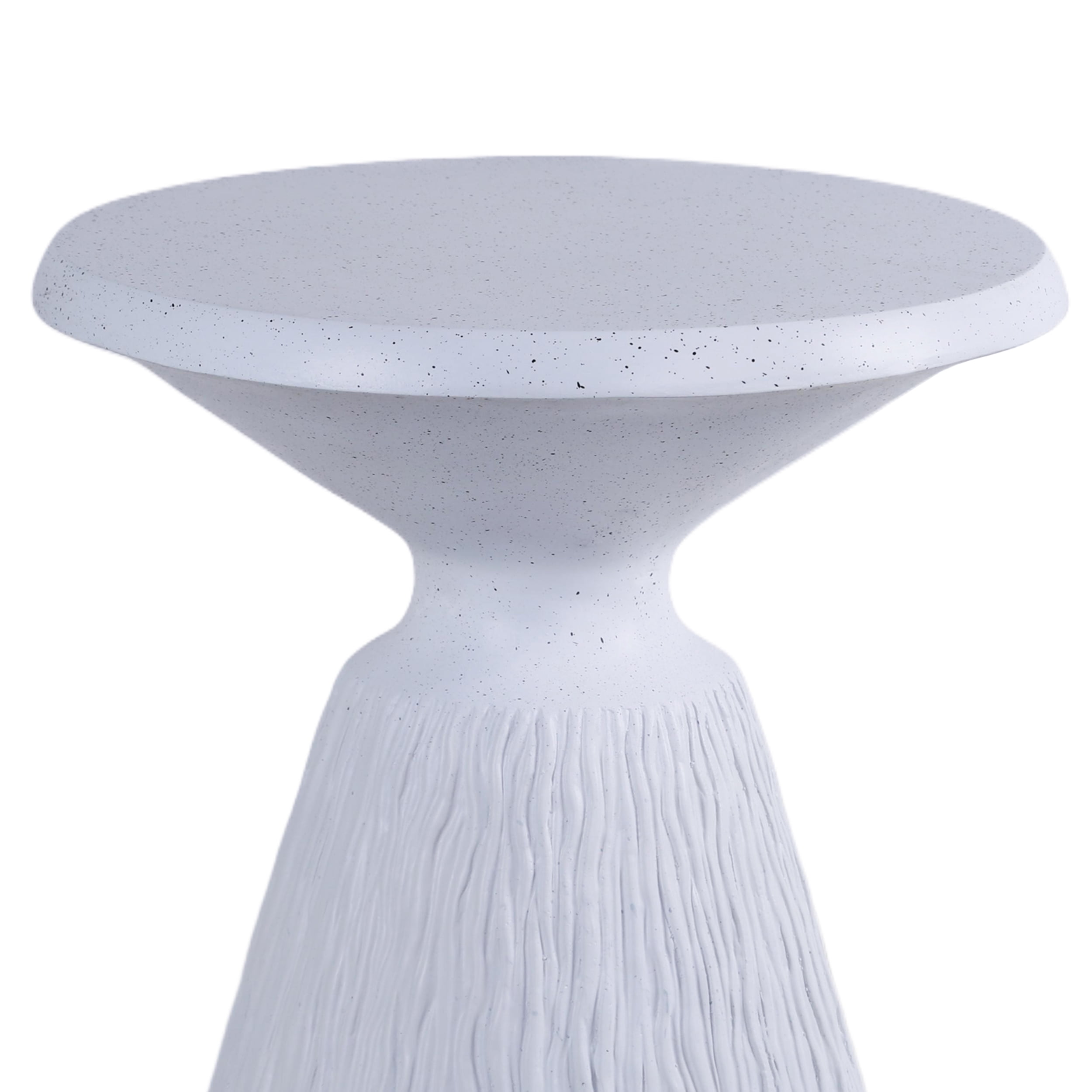 Cement Side Table, Modern Small Round Accent End Table for Patio Garden Backyard Outdoor Rest Area, Aqua Grey