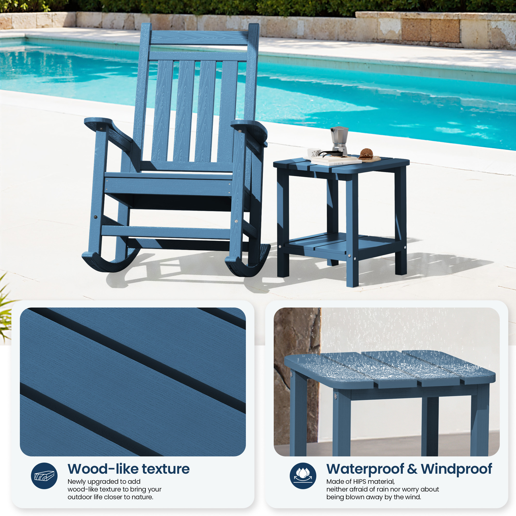 Serwall Adirondack Outdoor Side Table, Blue photo 6