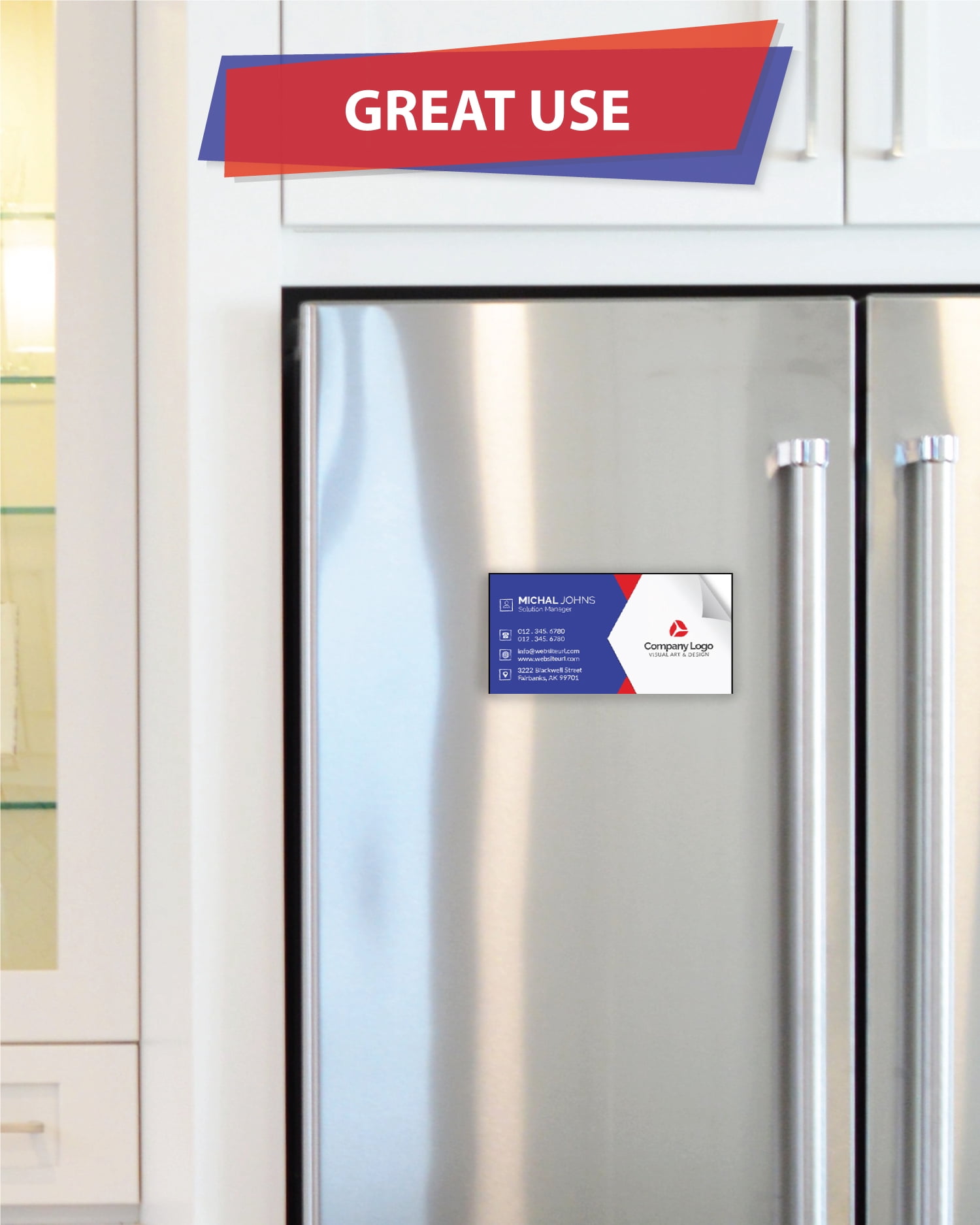 Self-Adhesive Business Card Magnets, Flexible Peel & Stick, 2’’ x 3.5’’ inches. (2,000) Great Promotional Product, Ideal for putting up on refrigerator or metal surface, Value Pack Quantities