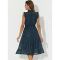 thumbnail image 3 of DARING DIVA Smocked Waist Gilding Metallic Stars Chiffon Dress S Dark Blue, 3 of 6