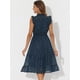 thumbnail image 3 of Vestido de fiesta Allegra K sin mangas cintura ahumada estrellas metálicas Azul oscuro S, 3 of 6