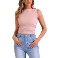 thumbnail image 1 of Chaleco de punto waffle para camisetas ajustadas sin mangas para mujeres, color rosa, talla XS, 1 of 1