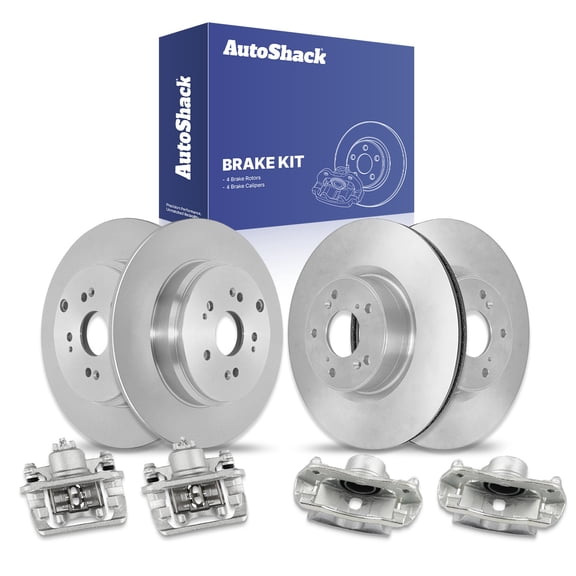 AutoShack Front Vented & Rear Solid Brake Rotors   Calipers 8-PC Brake Kit Replacement for 2012-2016 Honda CR-V