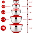 thumbnail image 3 of Walchoice Mixing Bowls with Lids Set of 5, Stainless Steel Nesting Bowls for Baking Serving Preparing, Include 7/3.5/2.5/2/1 QT Metal Bowls - Red, 3 of 7
