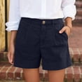 thumbnail image 2 of XIAONU Pleated Front Denim Shorts For Women Relaxed Fit High Waisted Mid Thigh Linen Short Lightweight Casual Summer Shorts, 2 of 4