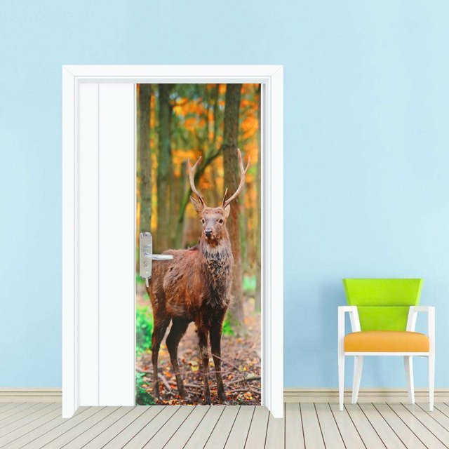 2pcs 3D Door Wall Fridge Sticker Wrap Mural Scene Self Adhesive Home Decor Decal