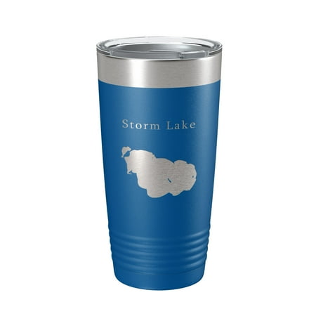 

Storm Lake Map Tumbler Travel Mug Insulated Laser Engraved Coffee Cup Iowa 20 oz Royal Blue
